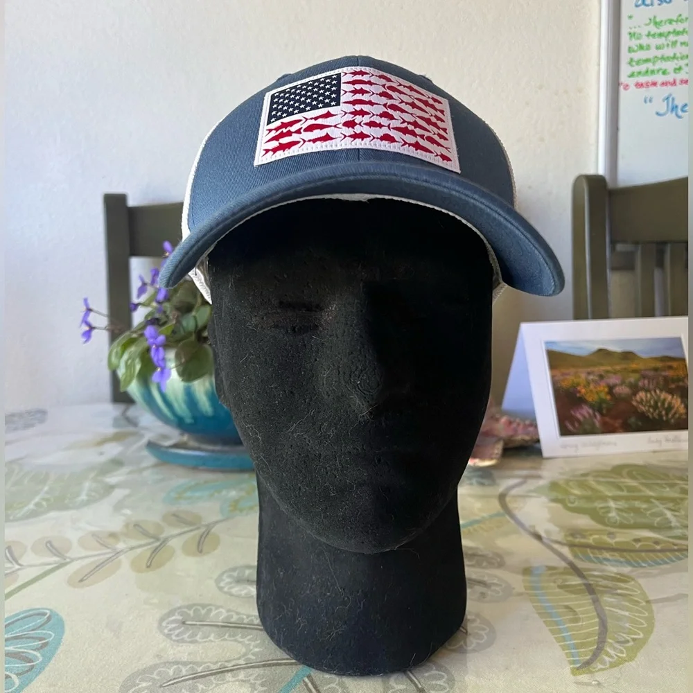 Colombia PFG FLEXFIT Fish Flag Mesh Baseball hat cap  EUC